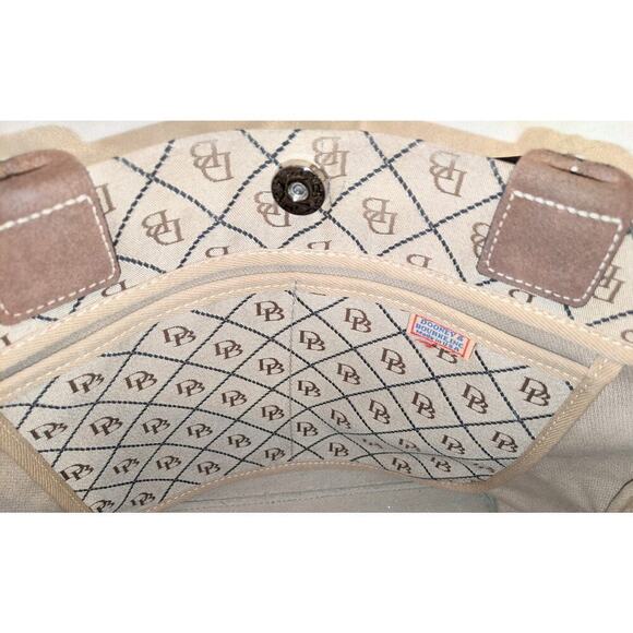 DOONEY & BOURKE Signature Canvas Tassel Tote Leather Trim Satchel Handbag Purse - Picture 12 of 14